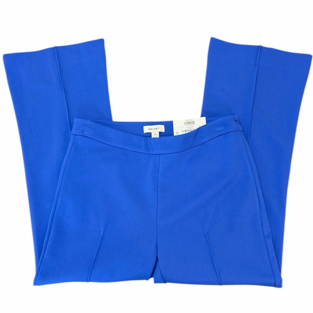 ON 34Th Cobalt Blaze Ponte Table Kick Flare Ankle High Rise Pants‎ M Casual Chic